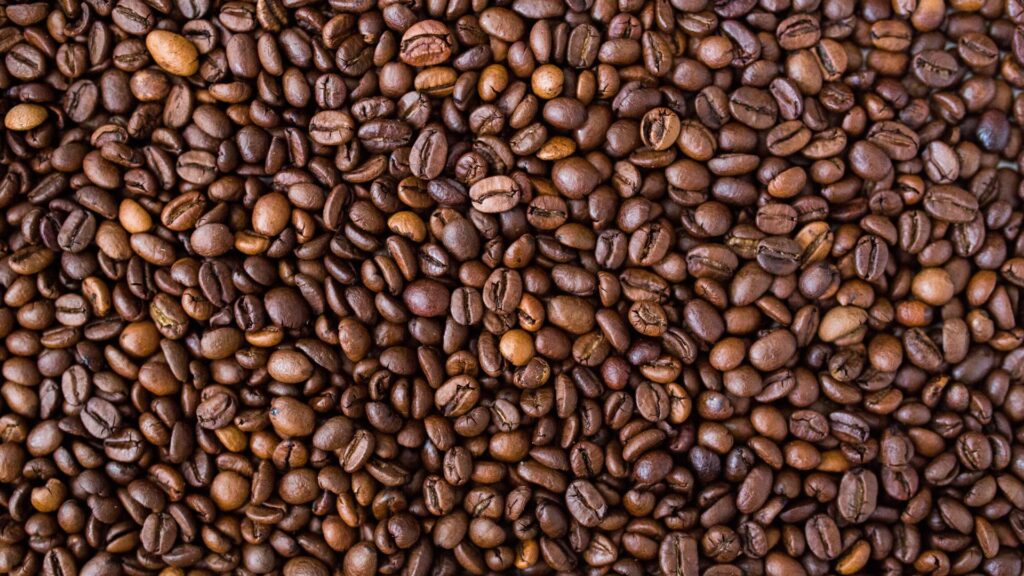 Shot of coffee beans