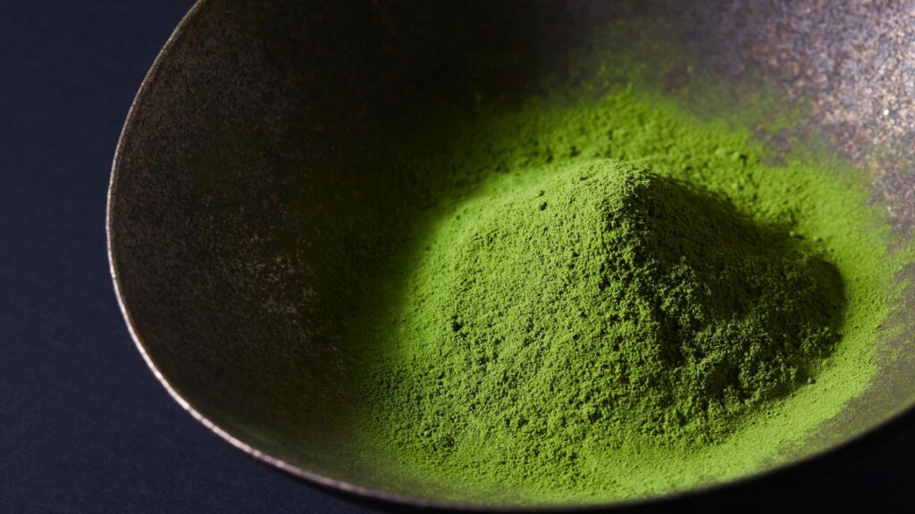 Matcha powder in a bowl